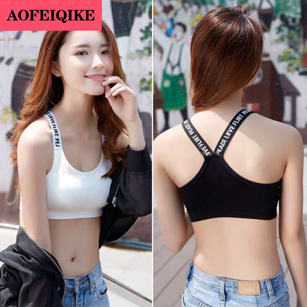 Suspender Tank Top - 40-65 キロセクシーなブラトップ女性スポーツブラ手紙ストラップジムヨガ女性パッドスポーツウェアタンクトップスポーツプッシュアップ Bralette