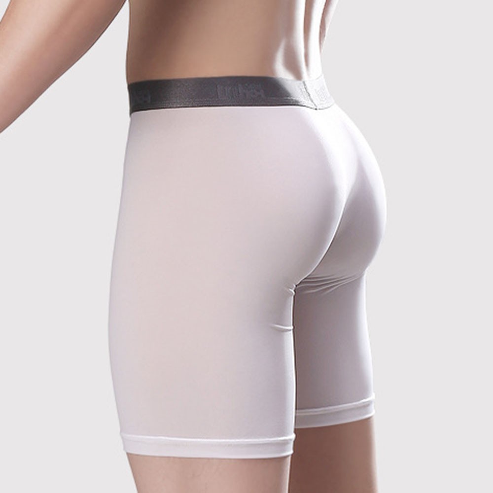 Compression Shorts Athletes - メンズ長下着 U 凸ポーチスポーツボクサー男性アスレチッククイックドライ圧縮ショーツアイスシルクパンティー薄いパンツ