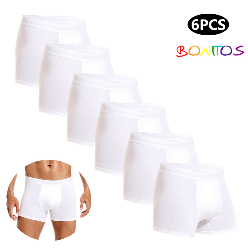 Multi Pack Underwear - 男性用コットンボクサー,白いパンティー,セクシーな下着,ブランド,スリップパンツ,ギフトボクサーショーツ,6個