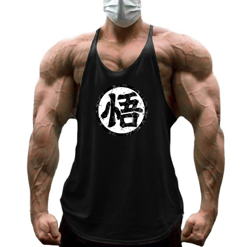 Suspender Tank Top - ジムフィットネスボディービルサスペンダー Tシャツメンズファッションプリントスポーツノースリーブベスト夏の綿通気性 Y バックタンクトップ