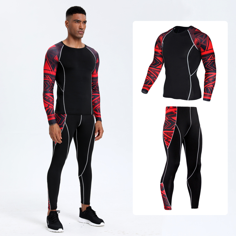Compression Long Pant - メンズ PRO スポーツ フィットネス スーツ: ランニング、トレーニング用の速乾性長袖