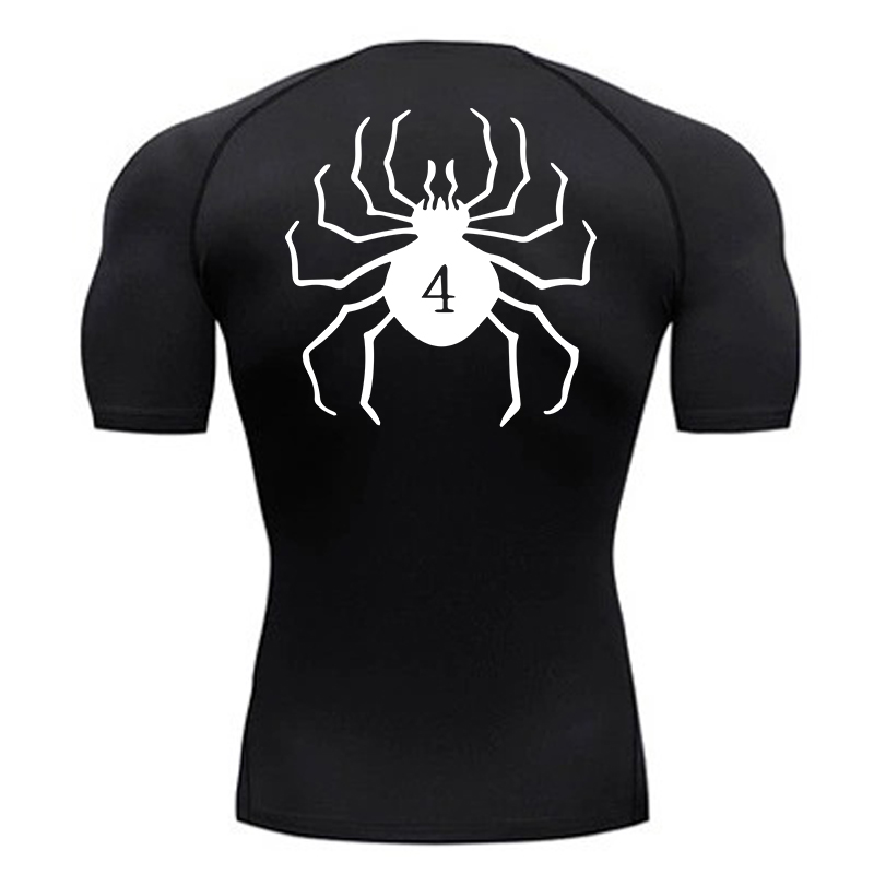 Base Layer Top - メンズアスレチック速乾性Tシャツ、スパイダープリント圧縮シャツ、ジムワークアウトトップ、ランニングアンダーシャツ、baselayersラッシュガード