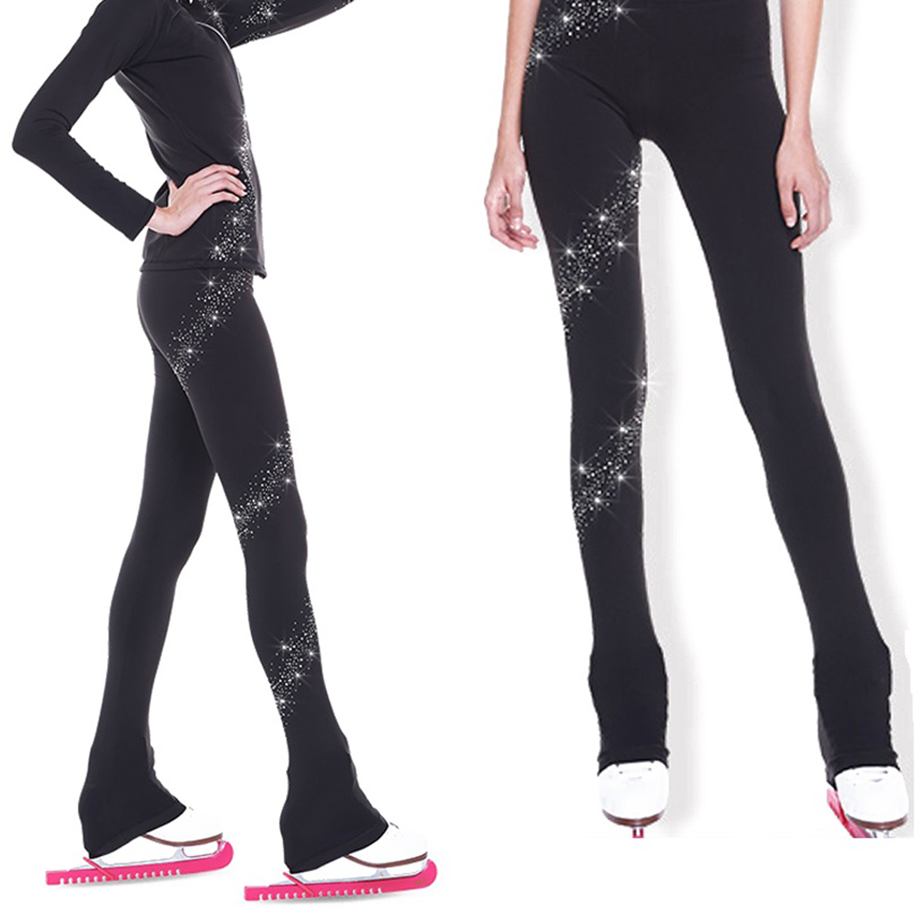 Compression Long Pant - パフォーマンスフィギュアスケート長ズボン-圧縮アイススケートレギンススポーツウェア女の子女性レディース Traing 練習