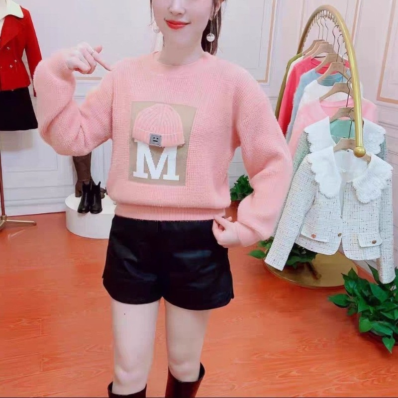 Undershirt Crew Neck - 女性用長袖セーター,クルーネックネックセーター,ソリッドレタリング柄,ニットTシャツ,ヴィンテージファッション,秋冬