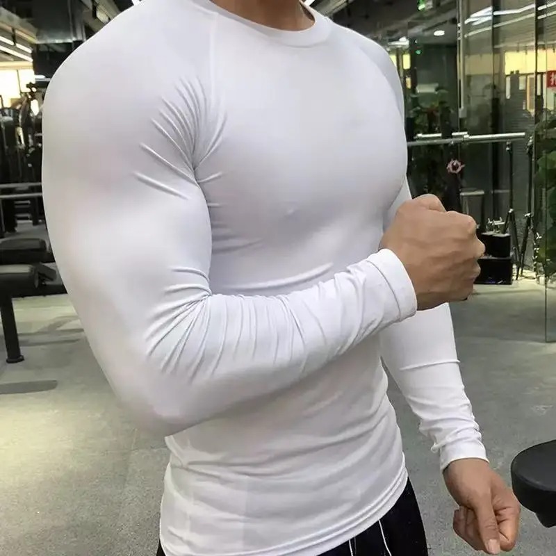 T Shirt Tight Fit - 男性スポーツ Tシャツ速乾性ボディービルランニングシャツ長袖圧縮トップジム Tシャツ男性フィットネスタイトクールトップ