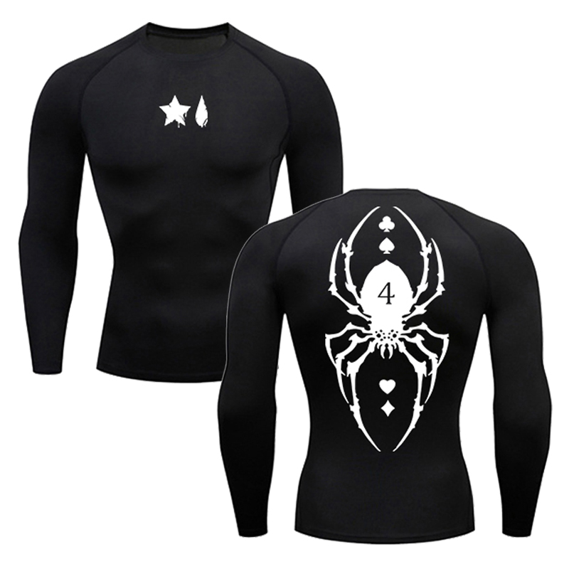メンズスパイダープリントコンプレッションシャツ、長袖Tシャツ - Base Layer Top のレビューと価格