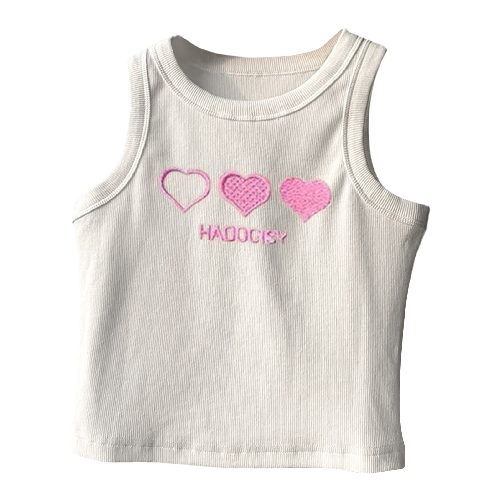 キッズガールズジムフィットネスエクササイズベストハート刺繍リ - Tank Top Ribbed のレビューと価格