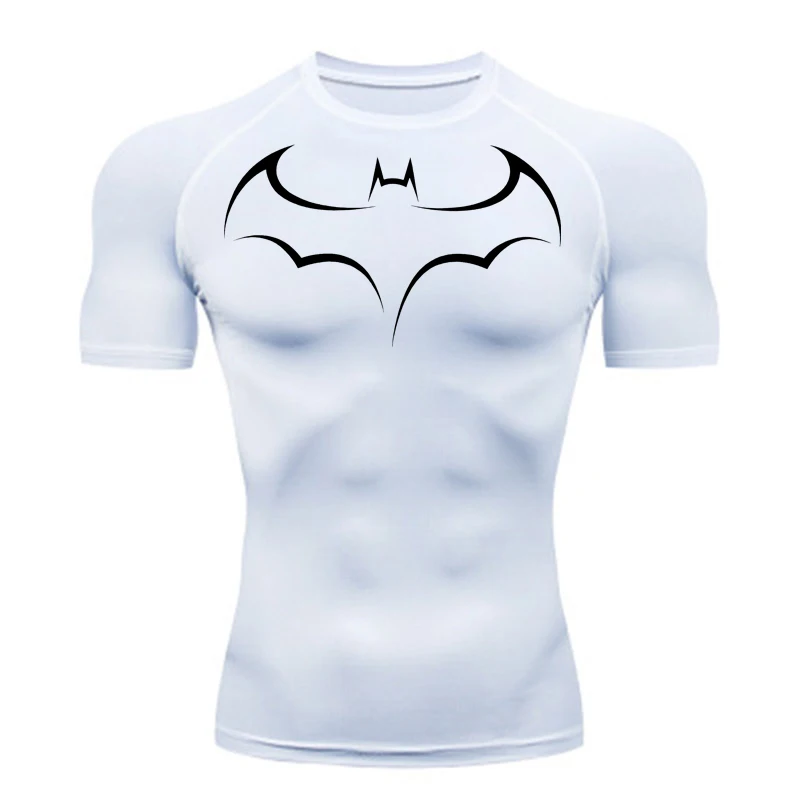バットプリントメンズタイト Tシャツランニングコンプレッショ - T Shirt Tight Fit のレビューと価格