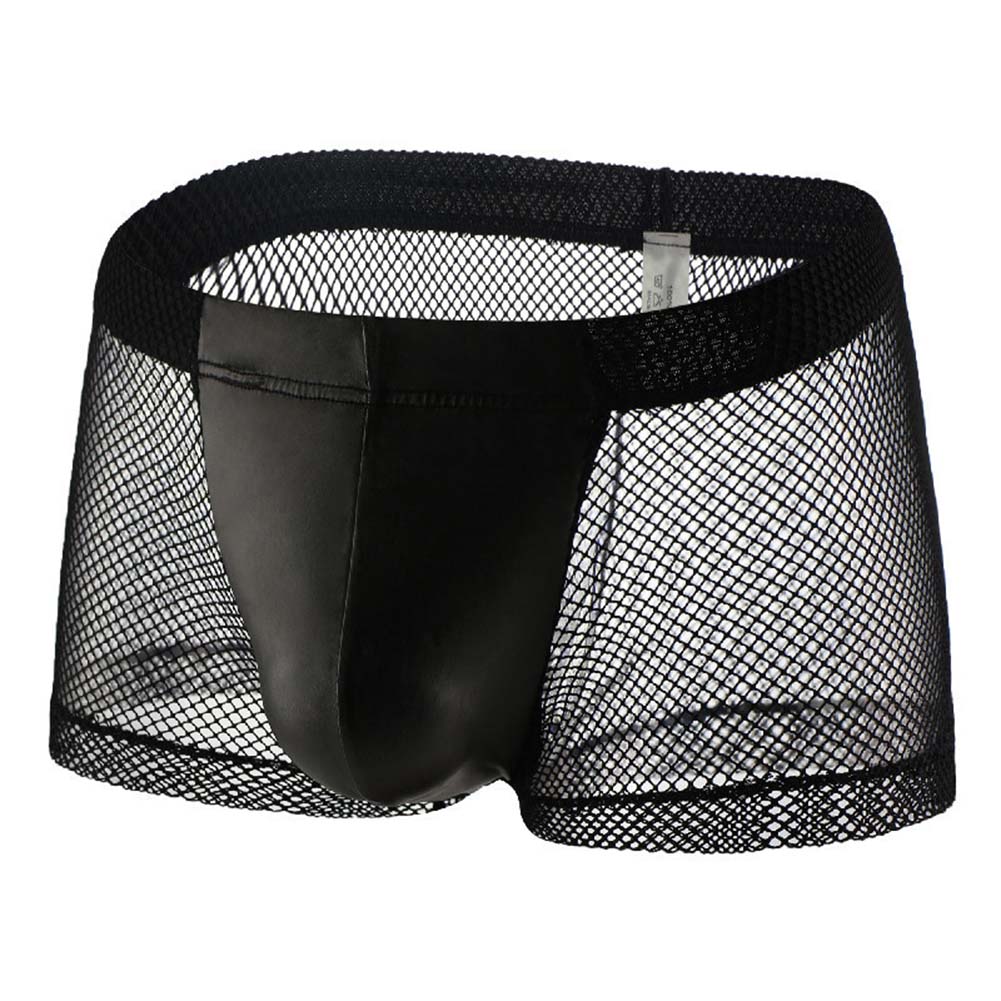 男性メッシュシースルーボクサーパンツ通気性ミッドライズ中空バ - Pouch Boxer Pouch のレビューと価格