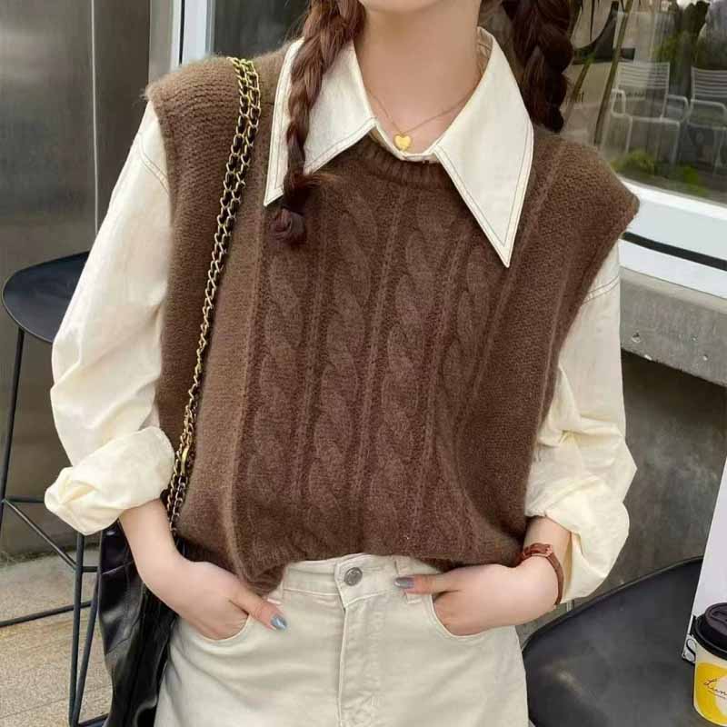 2025年新作 Oネックニットベスト レディース 無地 ルー - Sleeveless Undershirt のレビューと価格