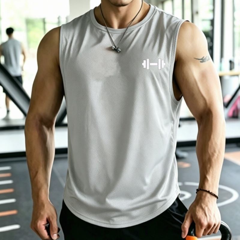 2026メンズメッシュ速乾タンクトッププリントノースリーブT - Undershirt Crew Neck のレビューと価格