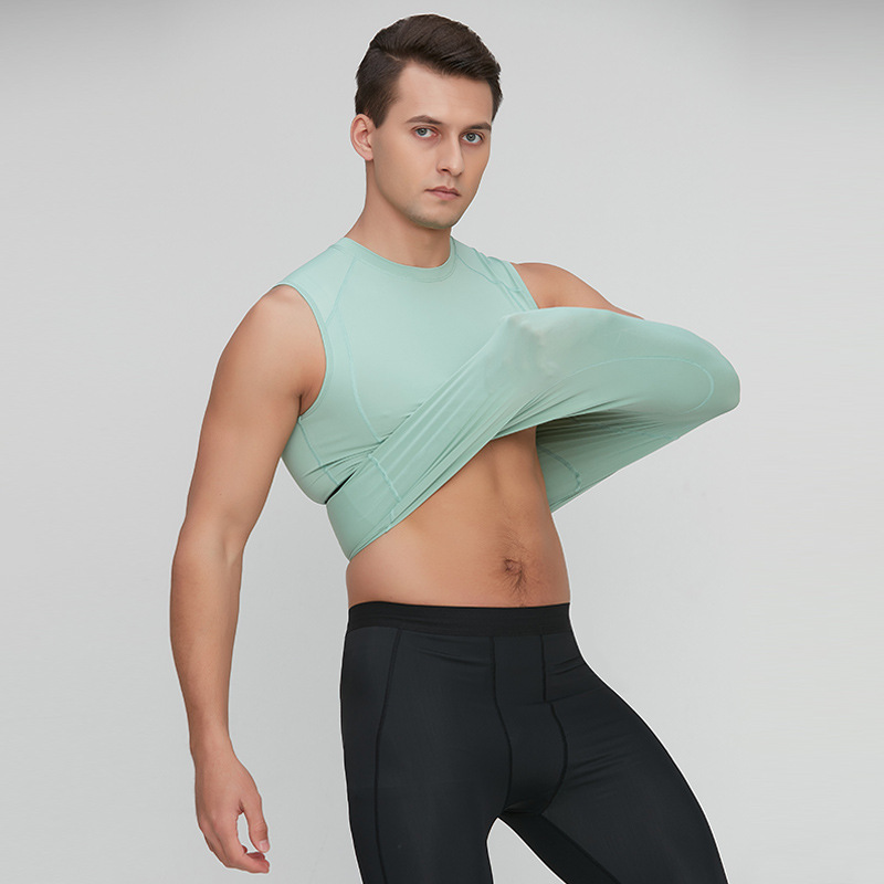 バスケットボールトレーニングタイトタンクトップ男性フィットネ - Sleeveless Undershirt のレビューと価格