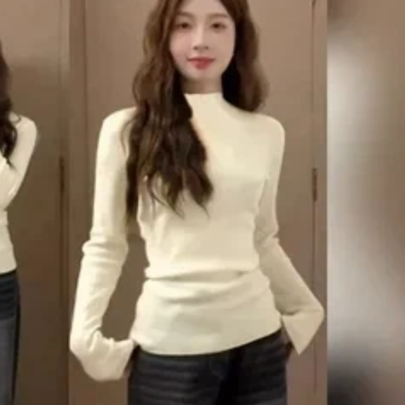 レディースモックネック起毛サーマルトップ秋冬スリムフィットフ - Base Layer Top のレビューと価格