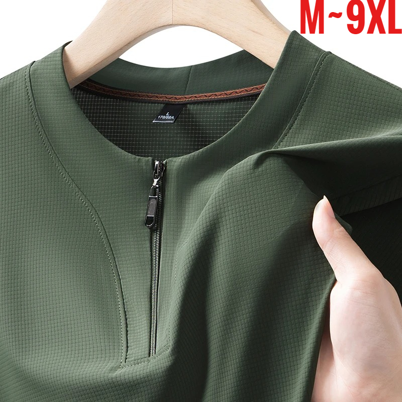 ビッグサイズ 9XL メンズ アイスシルク ヘンリーシャツ  - T Shirt Tight Fit のレビューと価格