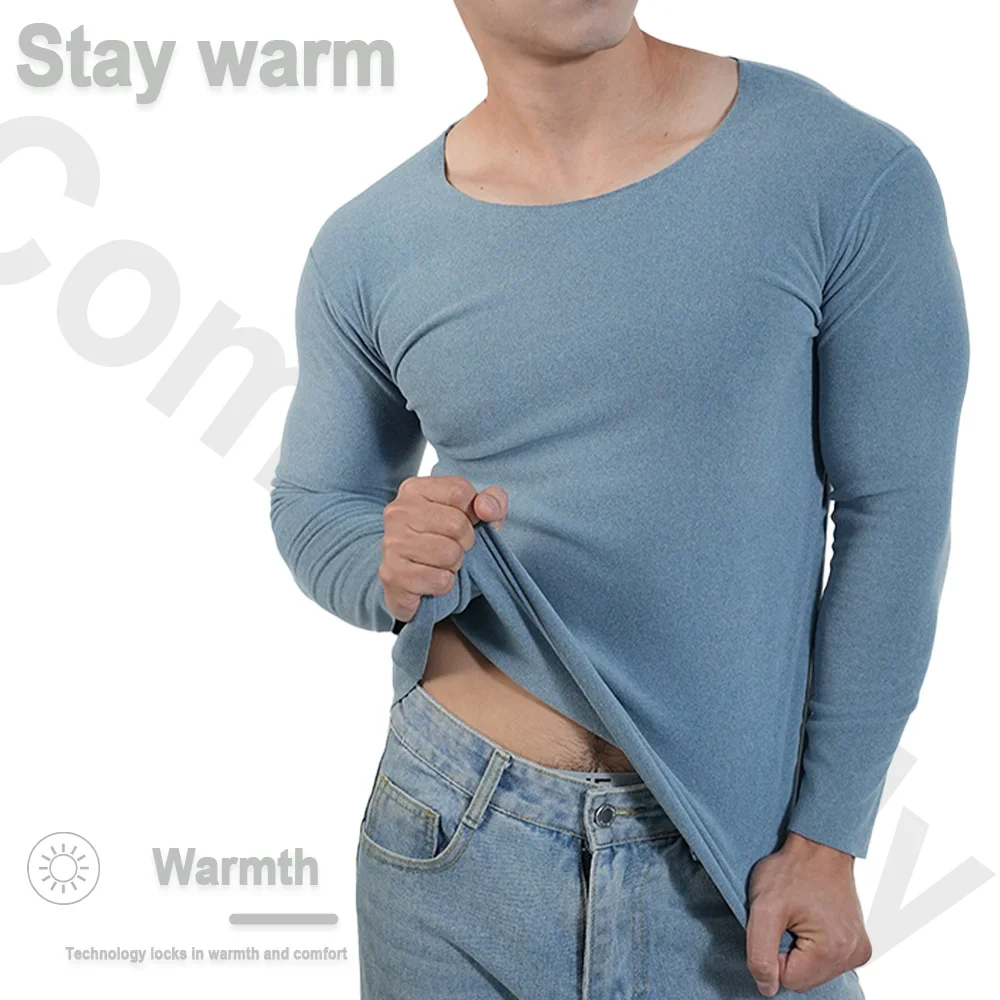 男性用サーマル下着長袖シャツクルーネックフリース裏地ベースレ - Undershirt Crew Neck のレビューと価格
