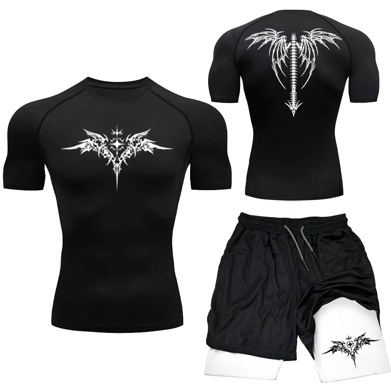 新しいメンズ MMA コンプレッション アスレチック セット - Compression Shorts Athletes のレビューと価格