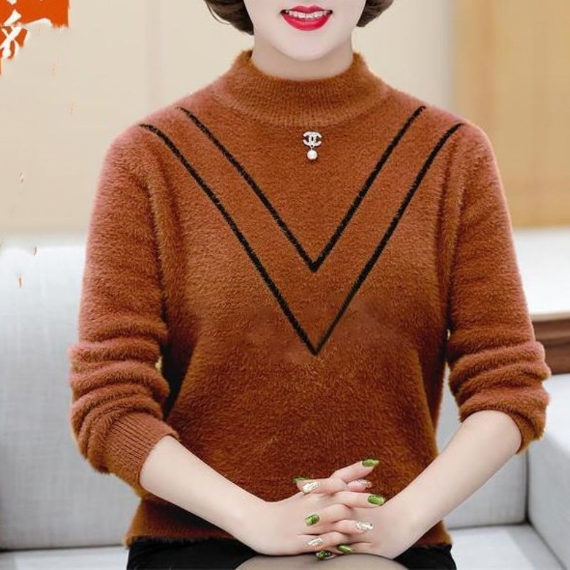 女性用クルーネックプルオーバー、長袖セーター、ニットアンダー - Undershirt Crew Neck のレビューと価格