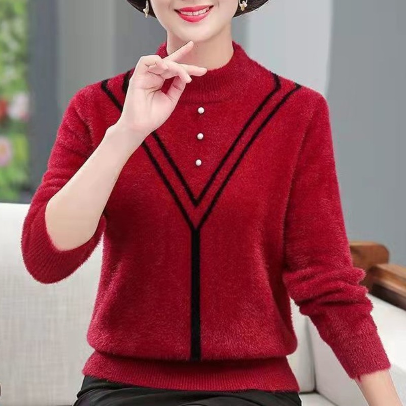 女性用クルーネックプルオーバー、長袖セーター、ニットアンダー - Undershirt Crew Neck のレビューと価格