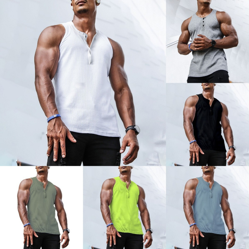 メンズ リブ編みトップス ノースリーブ ヘンリーシャツ Vネ - Undershirt Crew Neck のレビューと価格