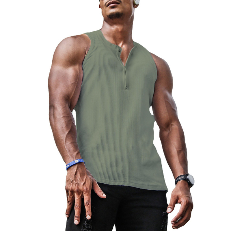 メンズ リブ編みトップス ノースリーブ ヘンリーシャツ Vネ - Undershirt Crew Neck のレビューと価格